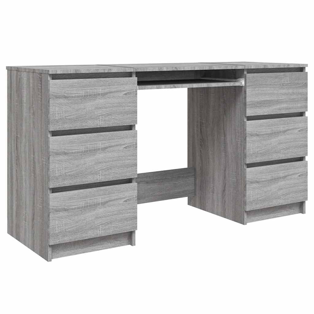 vidaXL Writing Desk Grey Sonoma 140x50x77 cm Engineered Wood
