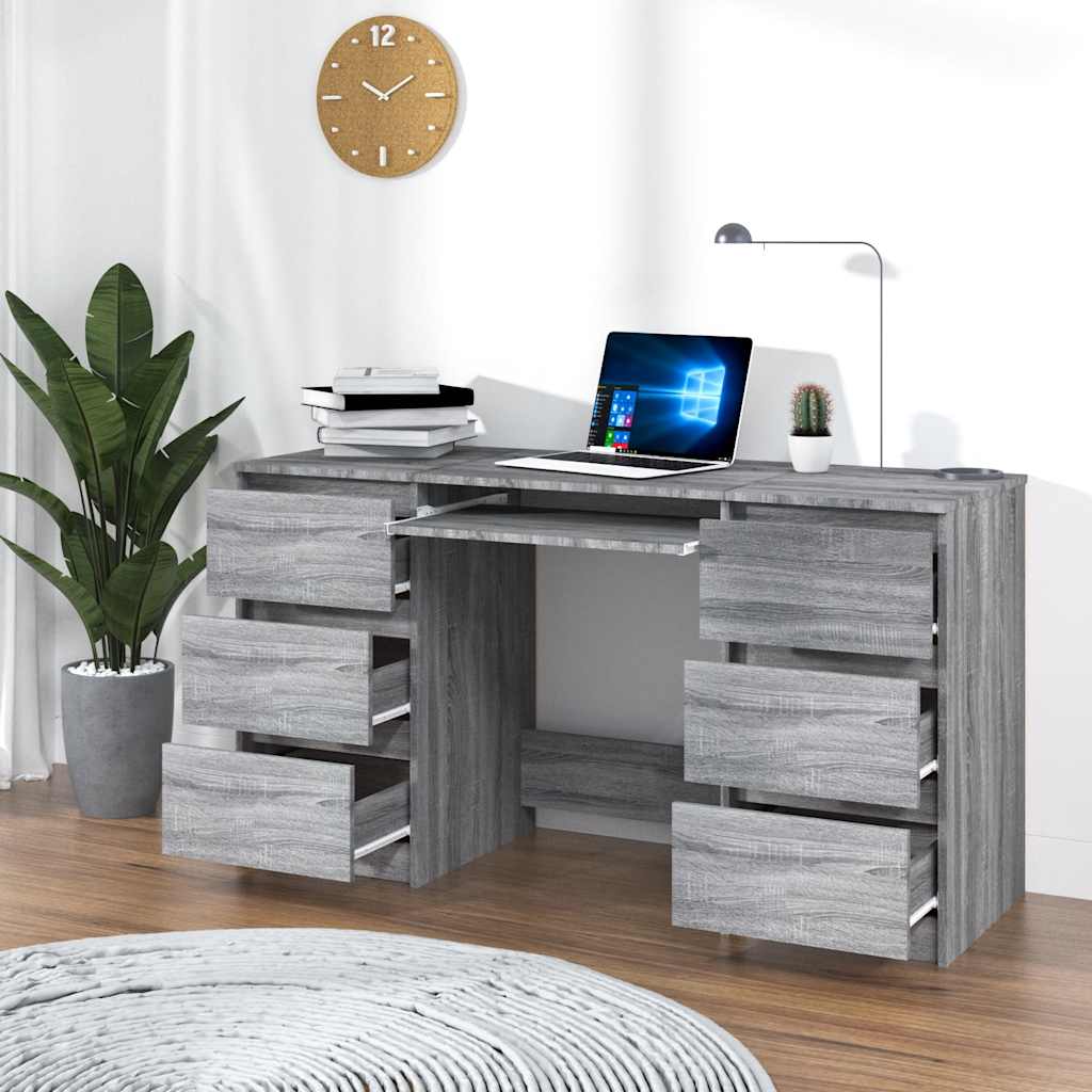 vidaXL Writing Desk | Grey Sonoma | Engineered Wood | Standard | Writing Desk