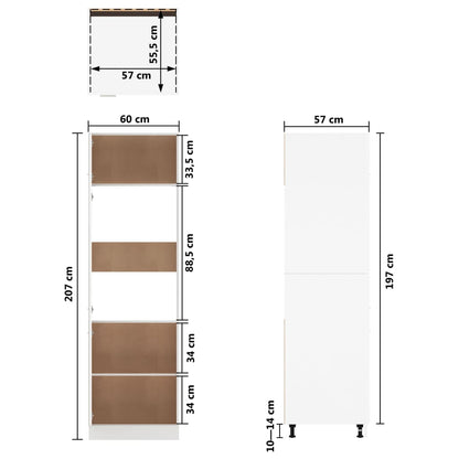 vidaXL Refrigerator Cabinet Lyon Grey Sonoma 60x57x207 cm Engineered Wood