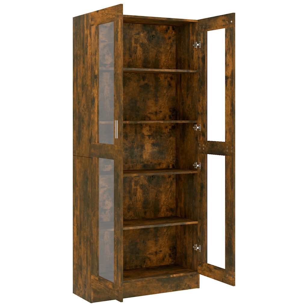 vidaXL Vitrine Cabinet Smoked Oak 82,5x30,5x185 cm Engineered Wood
