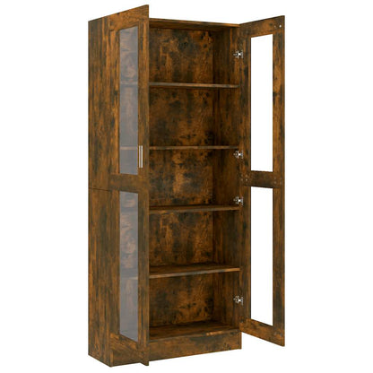 vidaXL Vitrine Cabinet Smoked Oak 82,5x30,5x185 cm Engineered Wood