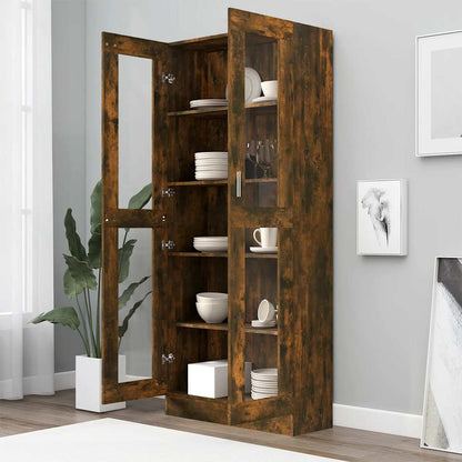 vidaXL Vitrine Cabinet Smoked Oak 82,5x30,5x185 cm Engineered Wood
