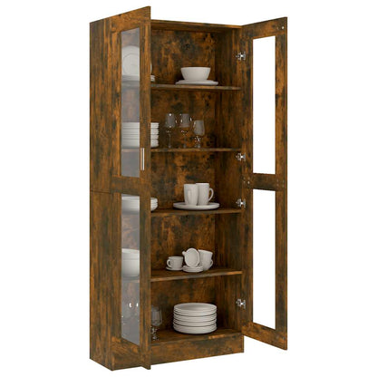 vidaXL Vitrine Cabinet Smoked Oak 82,5x30,5x185 cm Engineered Wood
