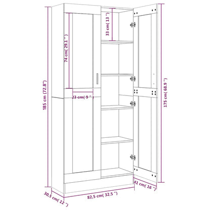 vidaXL Vitrine Cabinet Smoked Oak 82,5x30,5x185 cm Engineered Wood