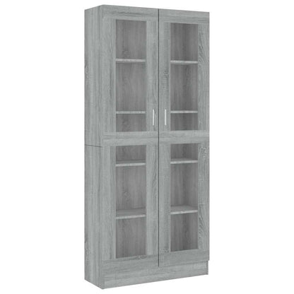 vidaXL Vitrine Cabinet Grey Sonoma 82,5x30,5x185 cm Engineered Wood