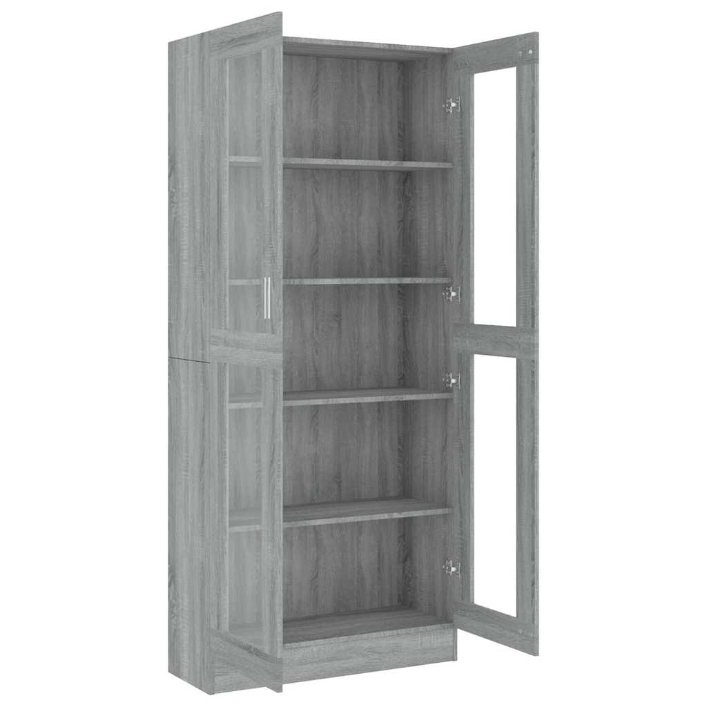 vidaXL Vitrine Cabinet Grey Sonoma 82,5x30,5x185 cm Engineered Wood
