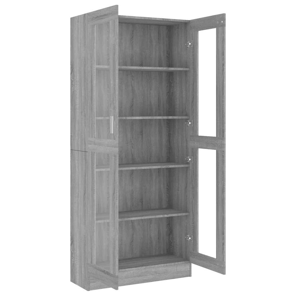 vidaXL Vitrine Cabinet Grey Sonoma 82.5x30.5x185 cm Engineered Wood