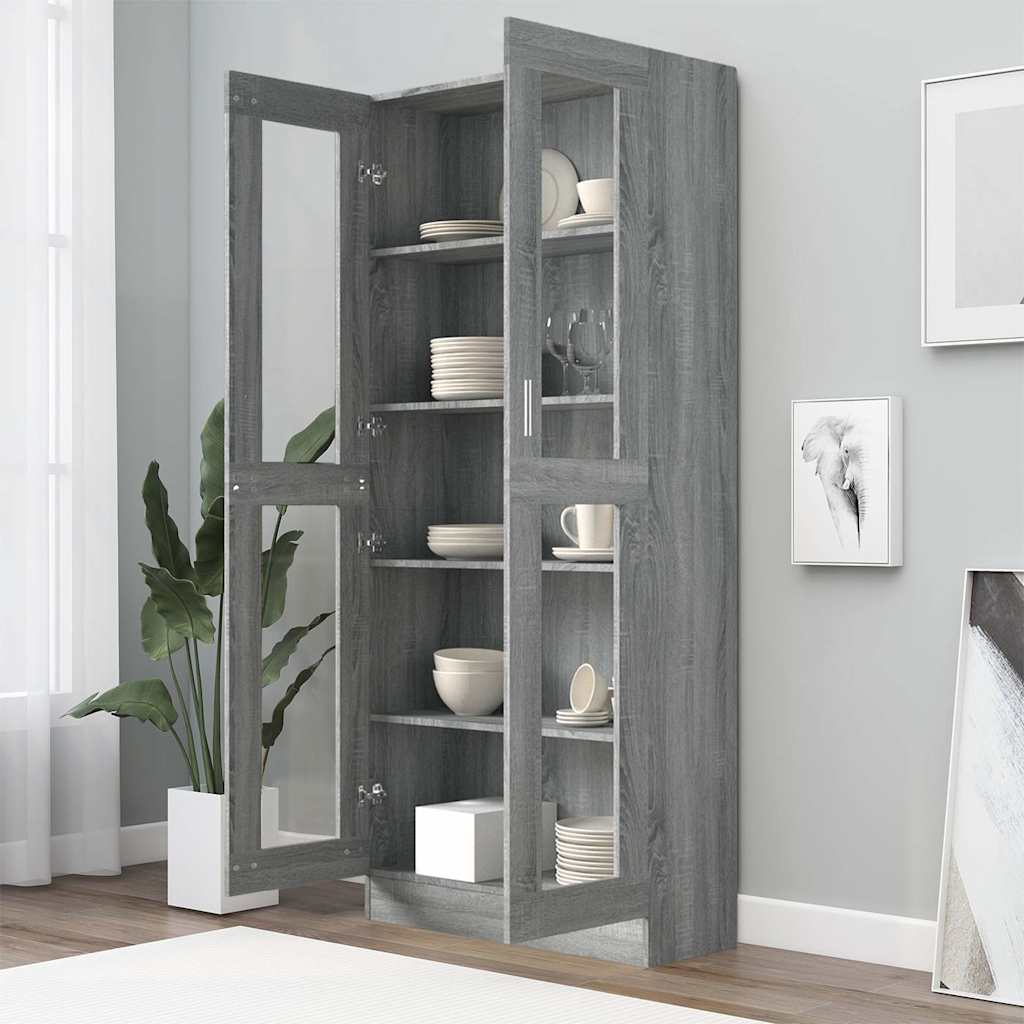 vidaXL Vitrine Cabinet Grey Sonoma 82,5x30,5x185 cm Engineered Wood