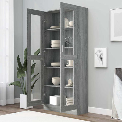 vidaXL Vitrine Cabinet Grey Sonoma 82,5x30,5x185 cm Engineered Wood