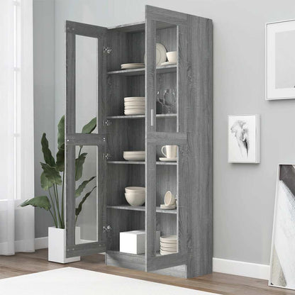vidaXL Vitrine Cabinet Grey Sonoma 82,5x30,5x185 cm Engineered Wood