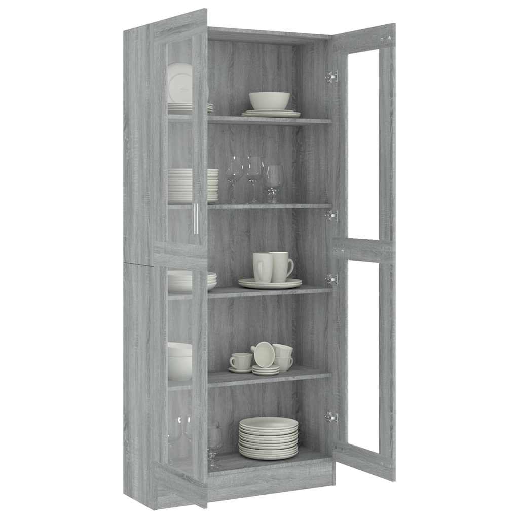 vidaXL Vitrine Cabinet Grey Sonoma 82,5x30,5x185 cm Engineered Wood