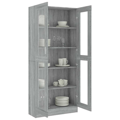 vidaXL Vitrine Cabinet Grey Sonoma 82,5x30,5x185 cm Engineered Wood