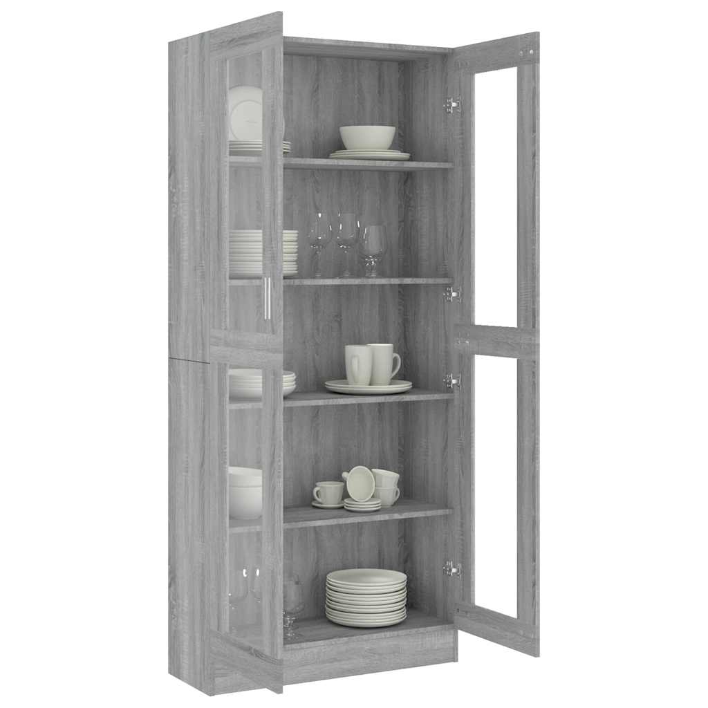 vidaXL Vitrine Cabinet Grey Sonoma 82,5x30,5x185 cm Engineered Wood
