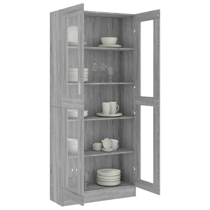 vidaXL Vitrine Cabinet Grey Sonoma 82,5x30,5x185 cm Engineered Wood
