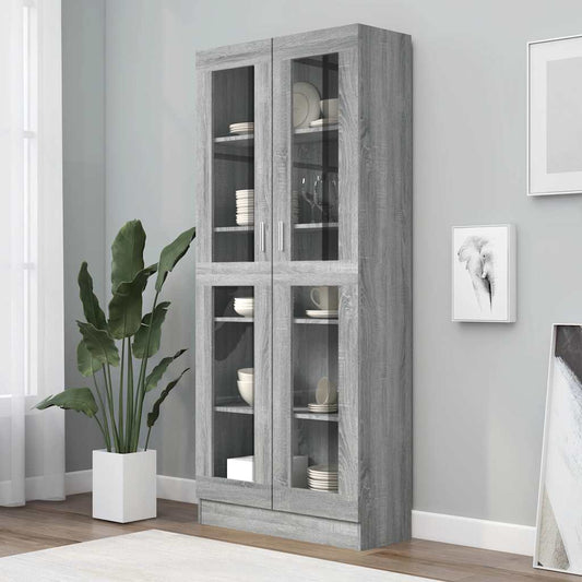 vidaXL Vitrine Cabinet Grey Sonoma 82,5x30,5x185 cm Engineered Wood