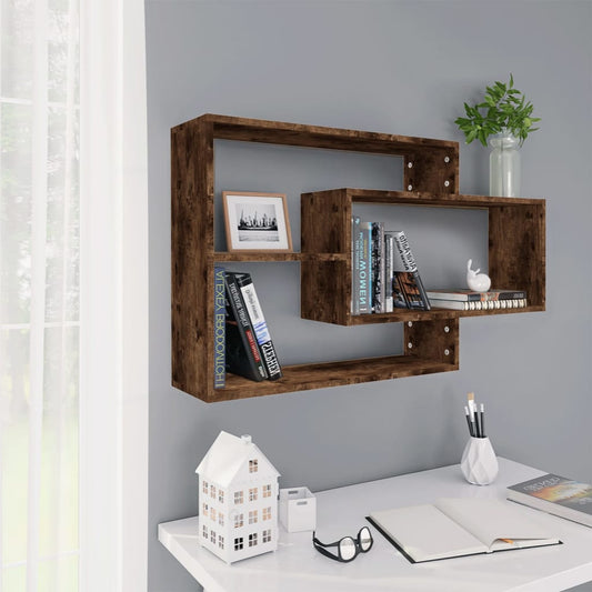 815288 vidaXL Wall Shelf Smoked Oak 104x20x58,5 cm Engineered Wood