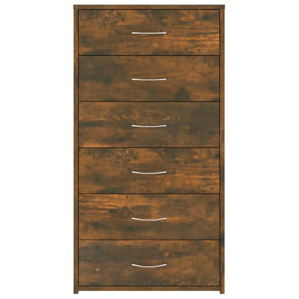 815363 vidaXL Sideboard with 6 Drawers Smoked Oak 50x34x96 cm Engineered Wood