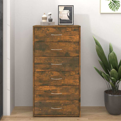 815363 vidaXL Sideboard with 6 Drawers Smoked Oak 50x34x96 cm Engineered Wood