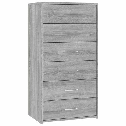 vidaXL Sideboard with 6 Drawers Grey Sonoma 50x34x96cm Engineered Wood
