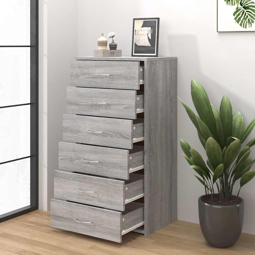 vidaXL Sideboard with 6 Drawers Grey Sonoma 50x34x96cm Engineered Wood