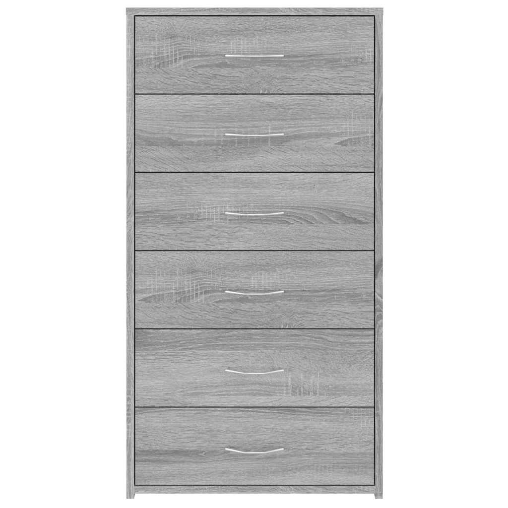 vidaXL Sideboard with 6 Drawers Grey Sonoma 50x34x96cm Engineered Wood