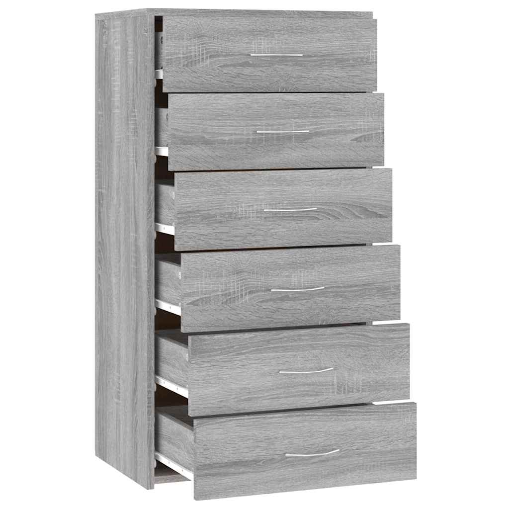 vidaXL Sideboard with 6 Drawers Grey Sonoma 50x34x96cm Engineered Wood