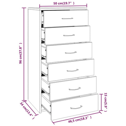 vidaXL Sideboard with 6 Drawers Grey Sonoma 50x34x96cm Engineered Wood