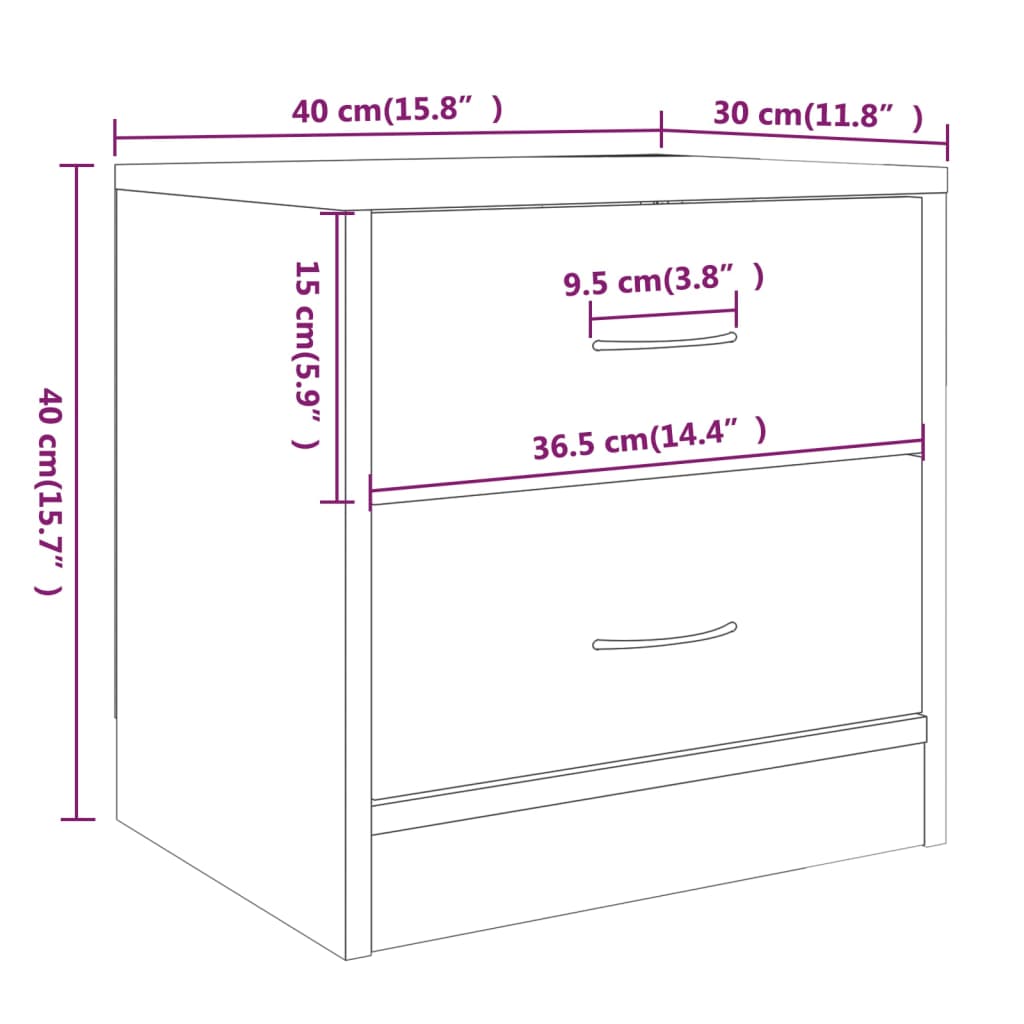 vidaXL Bedside Cabinet Grey Sonoma 40x30x40 cm Engineered Wood