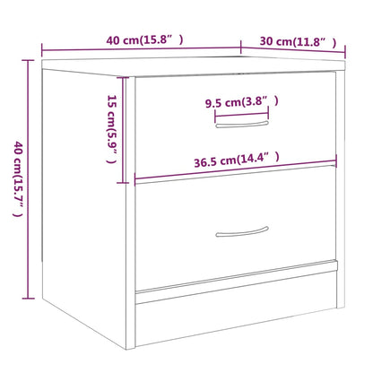 vidaXL Bedside Cabinet Grey Sonoma 40x30x40 cm Engineered Wood