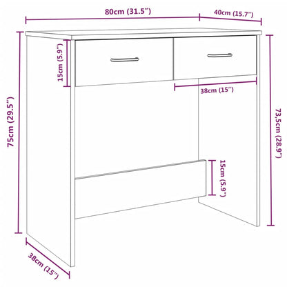 vidaXL Desk Smoked Oak 80x40x75 cm Engineered Wood