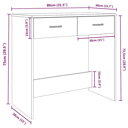 815474 vidaXL Desk Smoked Oak 80x40x75 cm Engineered Wood