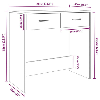 vidaXL Desk Brown Oak 80x40x75 cm Engineered Wood