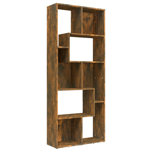 815501 vidaXL Book Cabinet Smoked Oak 67x24x161 cm Engineered Wood
