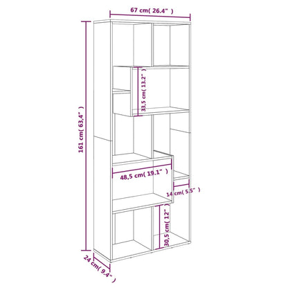 vidaXL Book Cabinet Grey Sonoma 67x24x161 cm Engineered Wood
