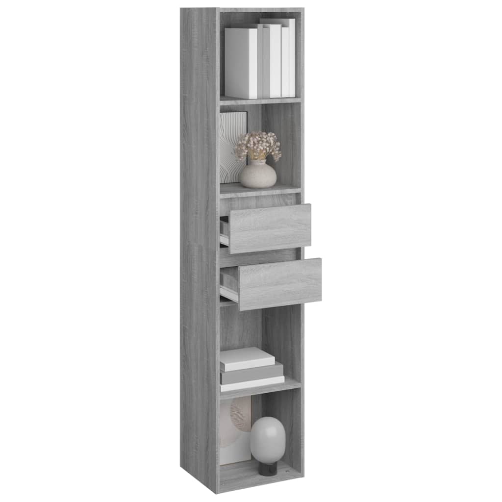 vidaXL Book Cabinet Grey Sonoma 36x30x171 cm Engineered Wood