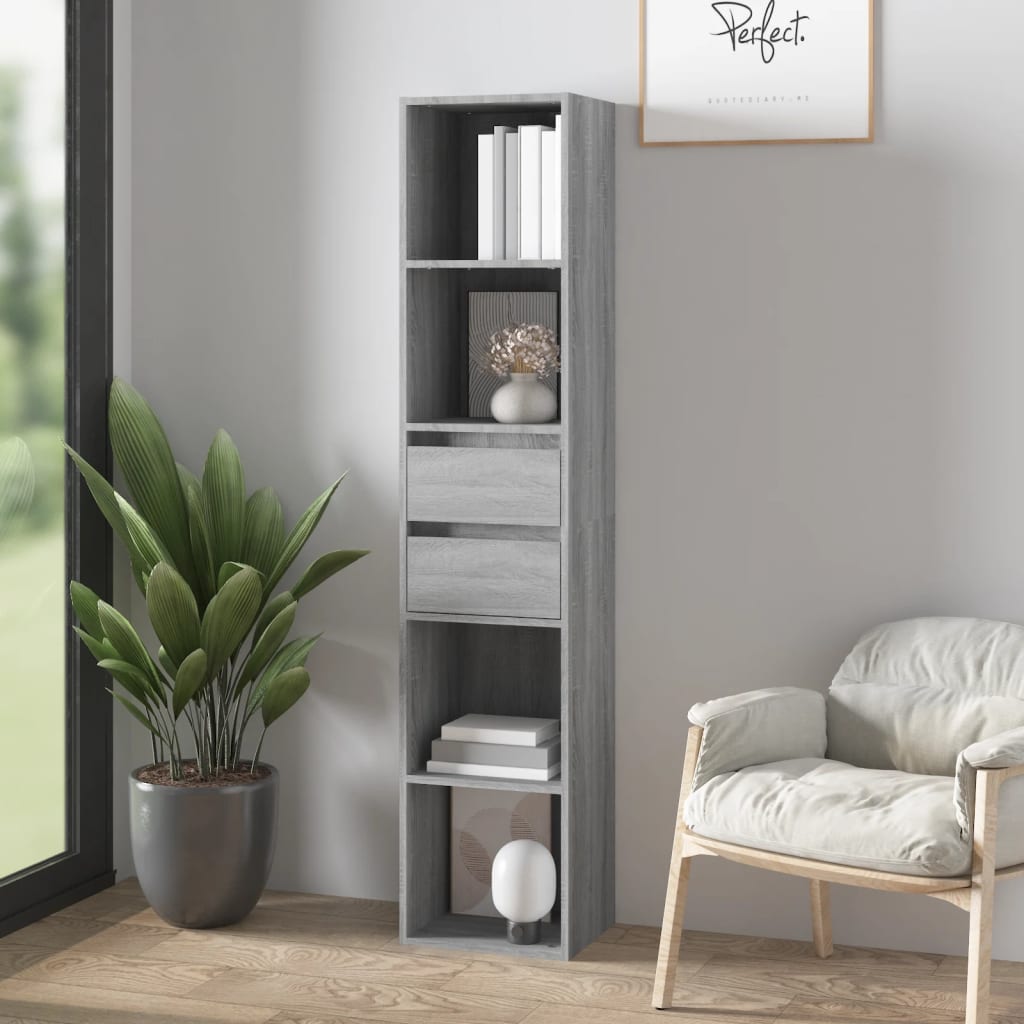 vidaXL Book Cabinet Grey Sonoma 36x30x171 cm Engineered Wood