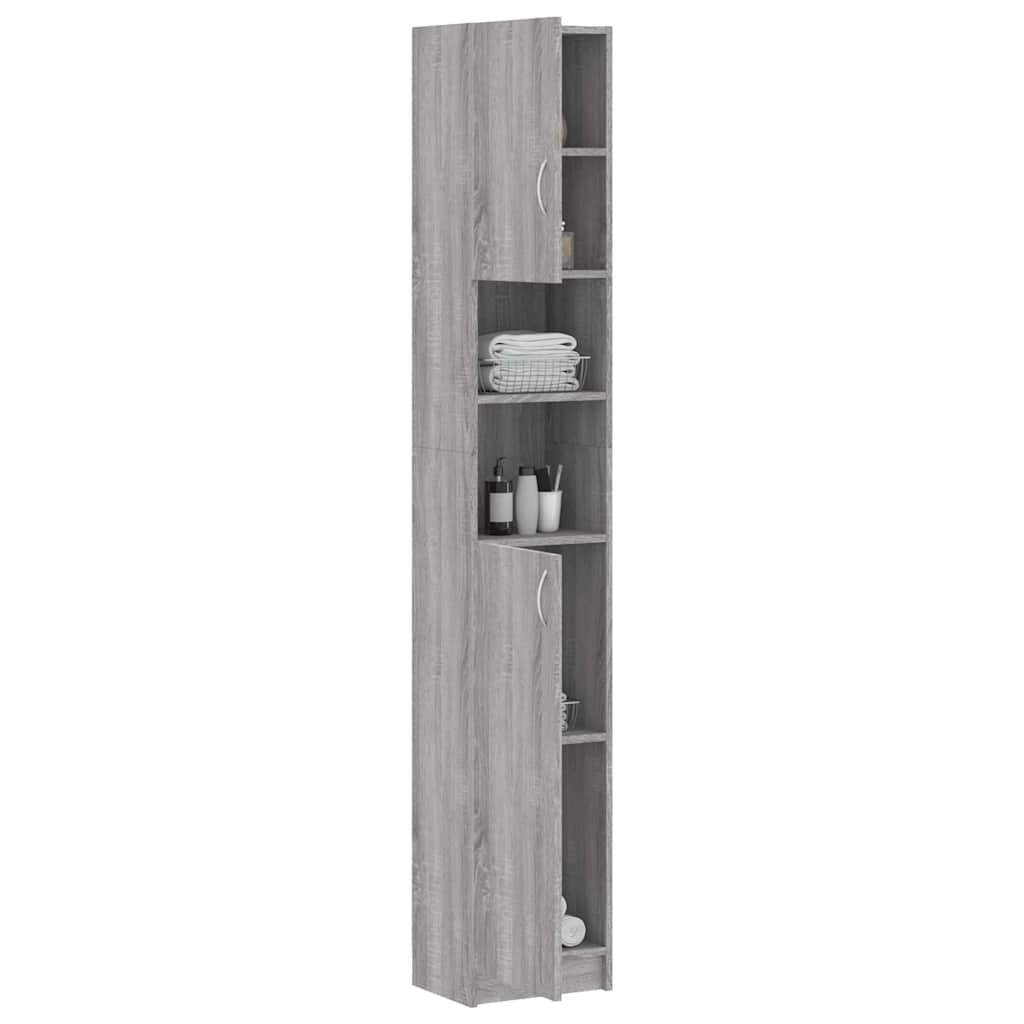 vidaXL Bathroom Cabinet Grey Sonoma 32x25,5x190 cm Engineered Wood