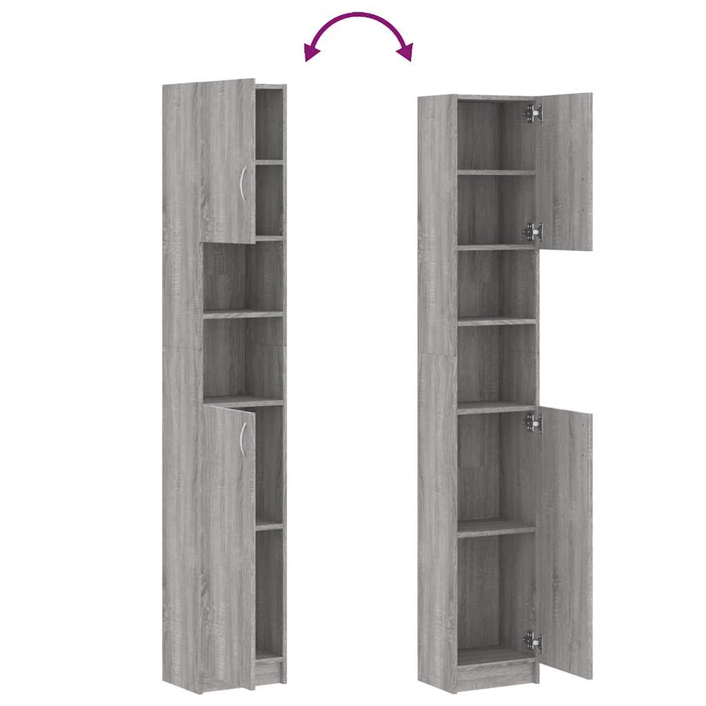 vidaXL Bathroom Cabinet Grey Sonoma 32x25,5x190 cm Engineered Wood