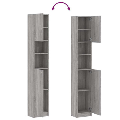 vidaXL Bathroom Cabinet Grey Sonoma 32x25,5x190 cm Engineered Wood
