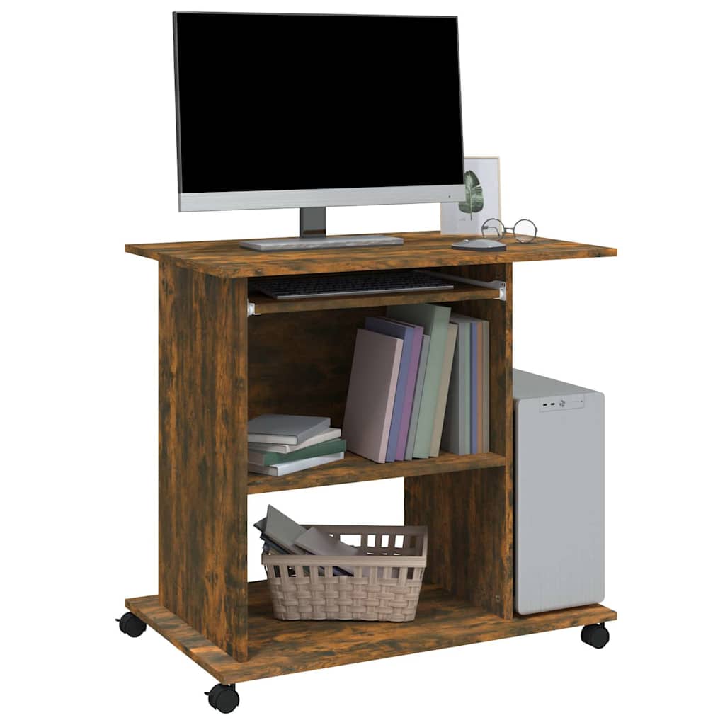 815543 vidaXL Computer Desk Smoked Oak 80x50x75 cm Engineered Wood