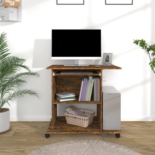 815543 vidaXL Computer Desk Smoked Oak 80x50x75 cm Engineered Wood