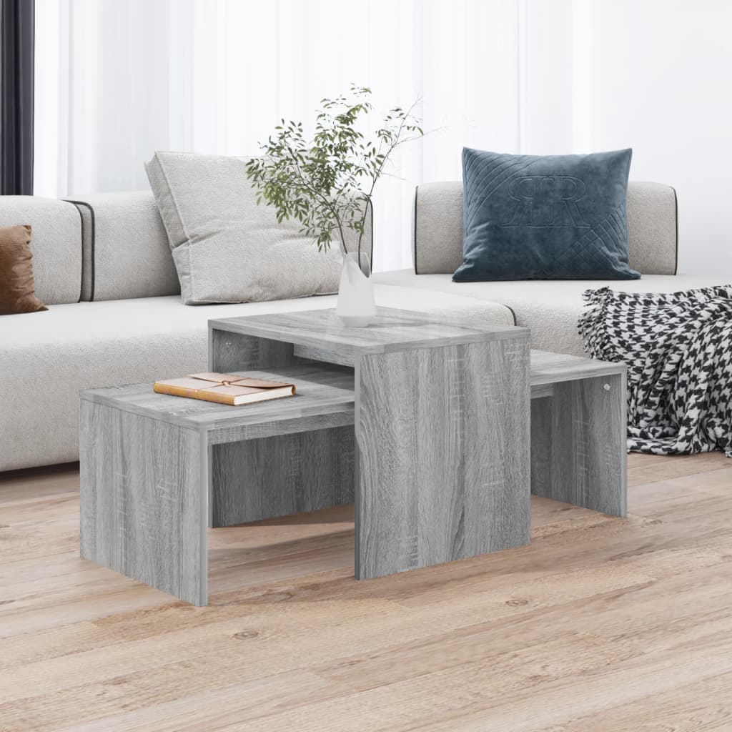 vidaXL Coffee Table Set Grey Sonoma 100x48x40 cm Engineered Wood