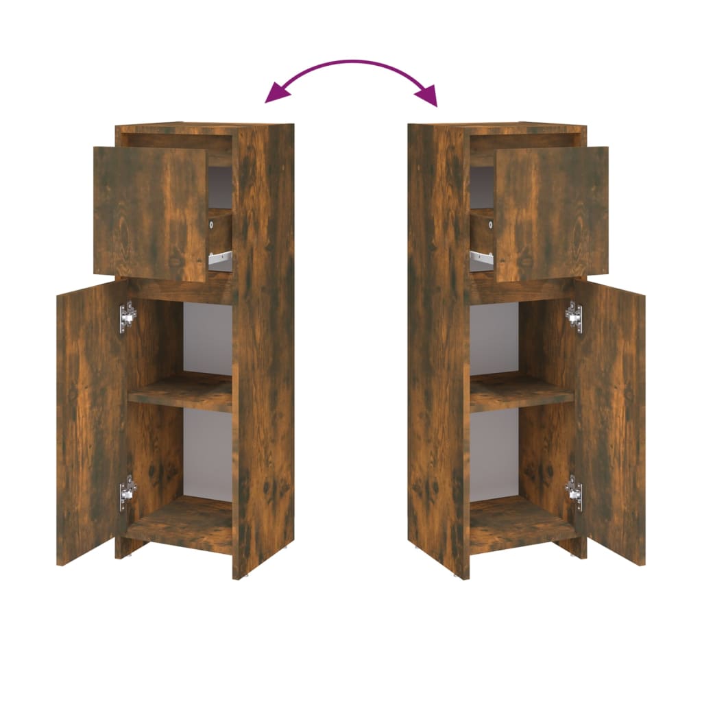 vidaXL Bathroom Cabinet Smoked Oak 30x30x95 cm Engineered Wood