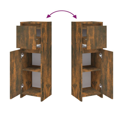 vidaXL Bathroom Cabinet Smoked Oak 30x30x95 cm Engineered Wood