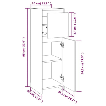 vidaXL Bathroom Cabinet Grey Sonoma 30x30x95 cm Engineered Wood
