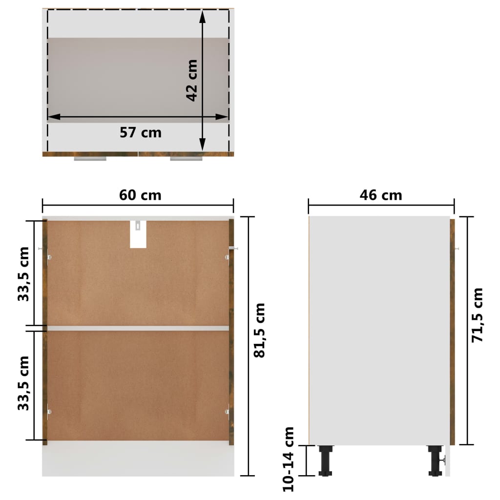 vidaXL Bottom Cabinet Lyon Smoked Oak 60x46x81.5 cm Engineered Wood