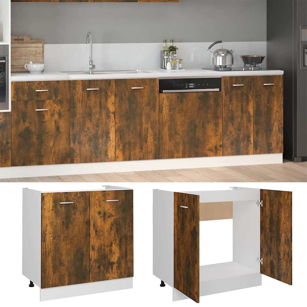vidaXL Sink Bottom Cabinet "Lyon" Smoked Oak 80x46x81.5 cm