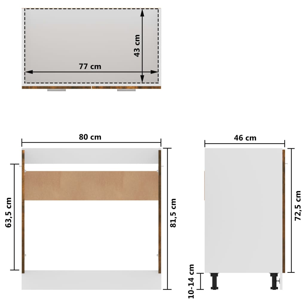 vidaXL Sink Bottom Cabinet Lyon Smoked Oak 80x46x81.5 cm Engineered Wood