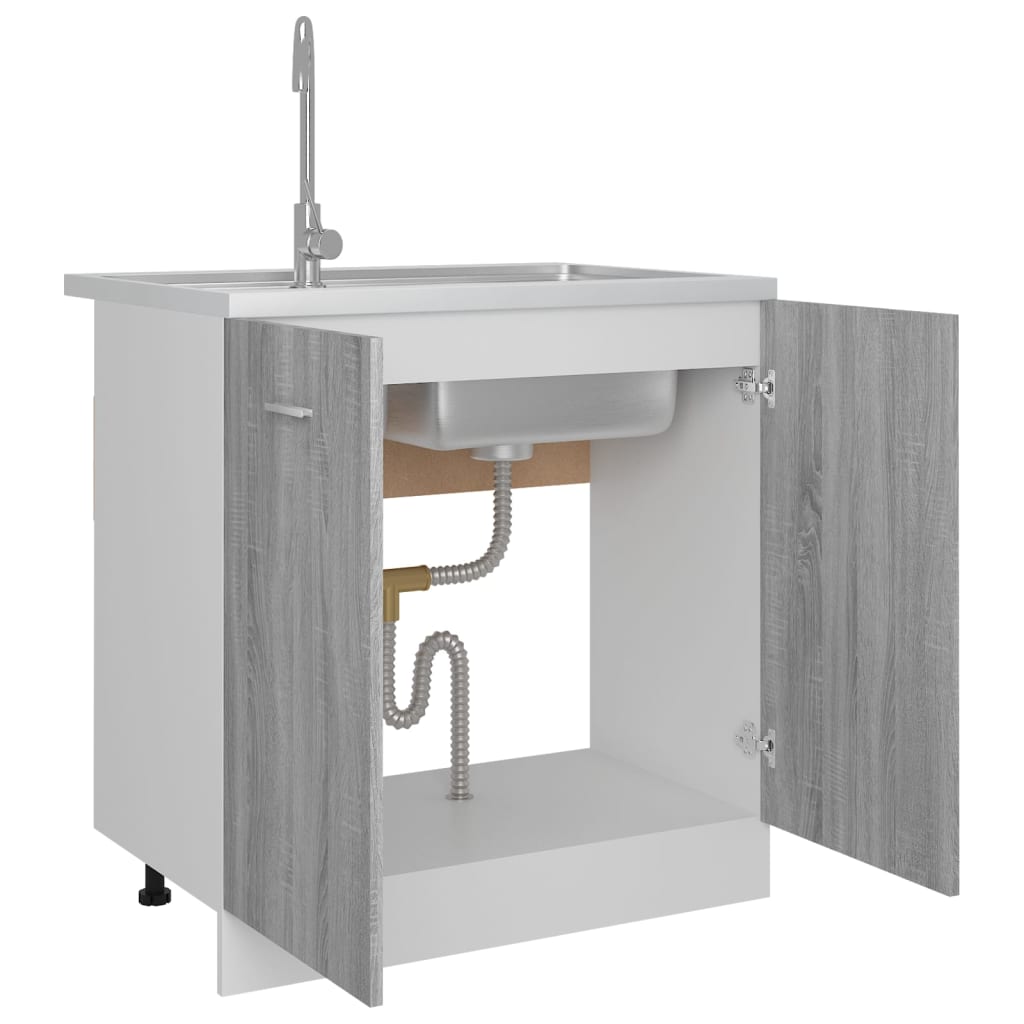 vidaXL Sink Bottom Cabinet Lyon Grey Sonoma 80x46x81.5 cm Engineered Wood