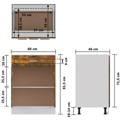 vidaXL Drawer Bottom Cabinet Lyon Smoked Oak 60x46x81.5 cm Engineered Wood